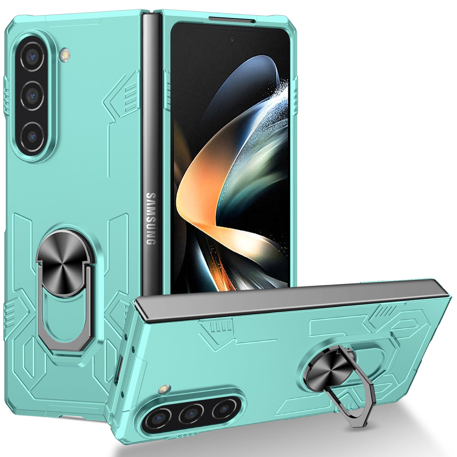 For Samsung Galaxy Z Fold5 5G Ring Kickstand Phone Case Hard PC Anti-drop Cover Support Magnetic Car Mount For Samsung Galaxy Z Fold5 5G Ring Kickstand Phone Case Hard PC Anti-drop Cover Support Magnetic Car Mount